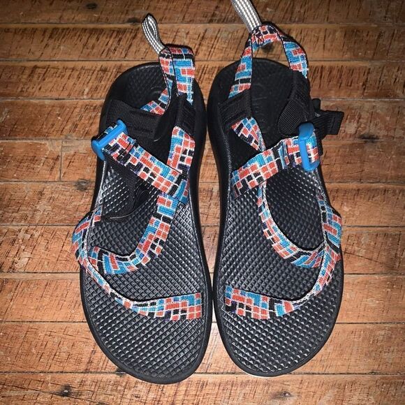 Chaco red & blue ortho kids 6 strappy arch support sandals - Picture 1 of 3